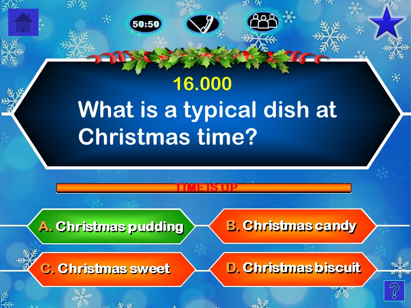 What is a typical dish at Christmas time? D. Christmas biscuit C. Christmas sweet